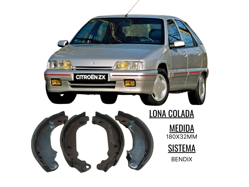 Patim Sapata Freio com Lona Citroen ZX 1992 até 1998